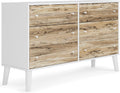 Signature Design by Ashley Piperton 6 Drawer Dresser, White & Light Brown