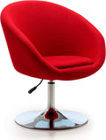 Manhattan Comfort Hopper Adjustable Swivel Accent Chair with 360° Turn, Upholstered Seat, Polished Chrome Base, Modern Bowl Design for Home Office and Living Room, Red