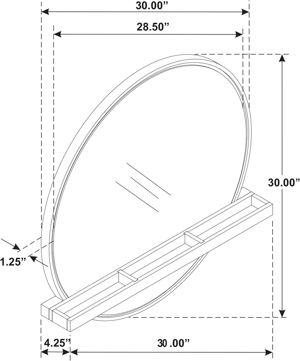 Coaster Home Furnishings Arini Coastal Round Wall Mounted Vanity Mirror for Bedroom with Jewelry Storage Shelf Black 224338