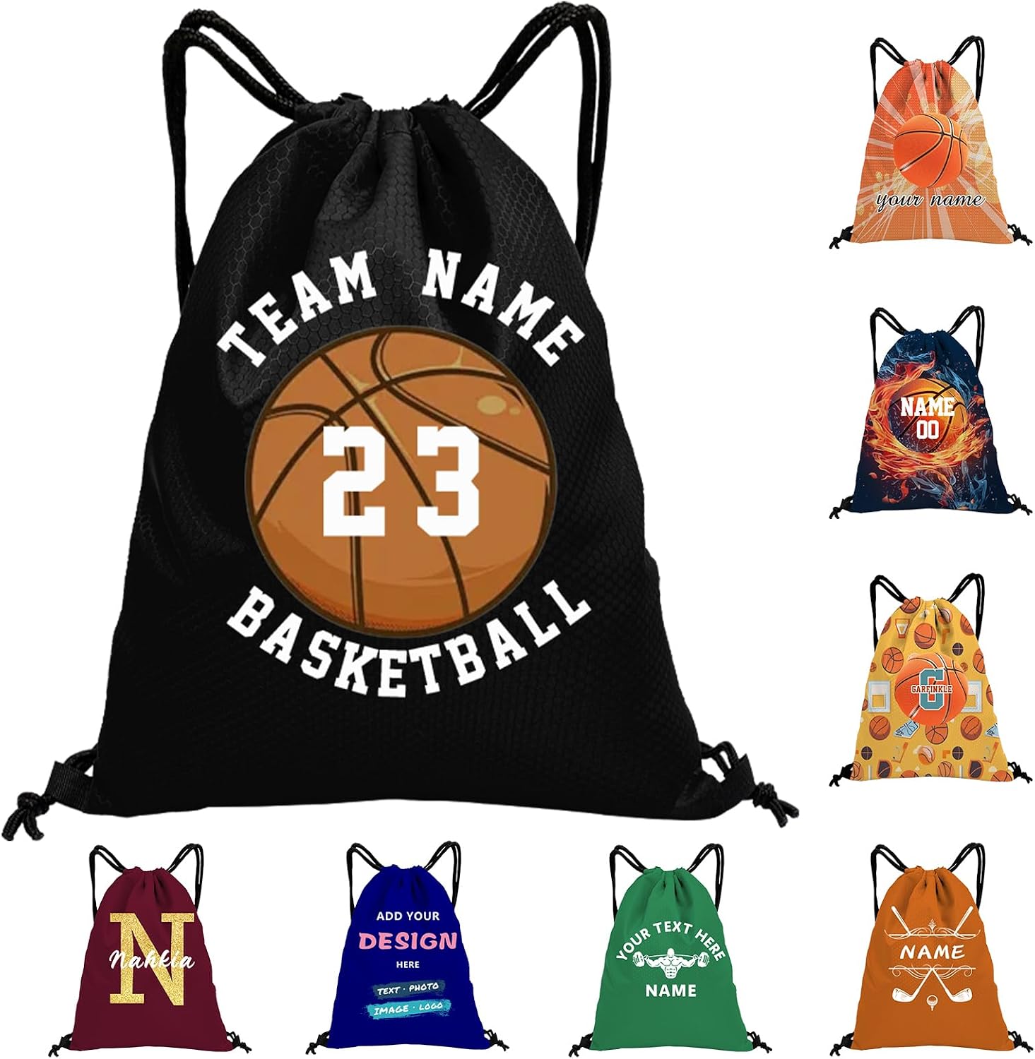 Custom Drawstring Backpack with Name Personalized Bulk Cheer Beach Draw String Bags for Small Business Swim Sport Camping Vacation Travelling Gym Men Women-100 PCS