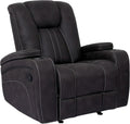 Furniture of America Foresta Fabric Upholstered Glider Recliner with Armrest Storage, Channel Back & Seat Design for Living Room, Home Office, Bedroom, Dark Gray