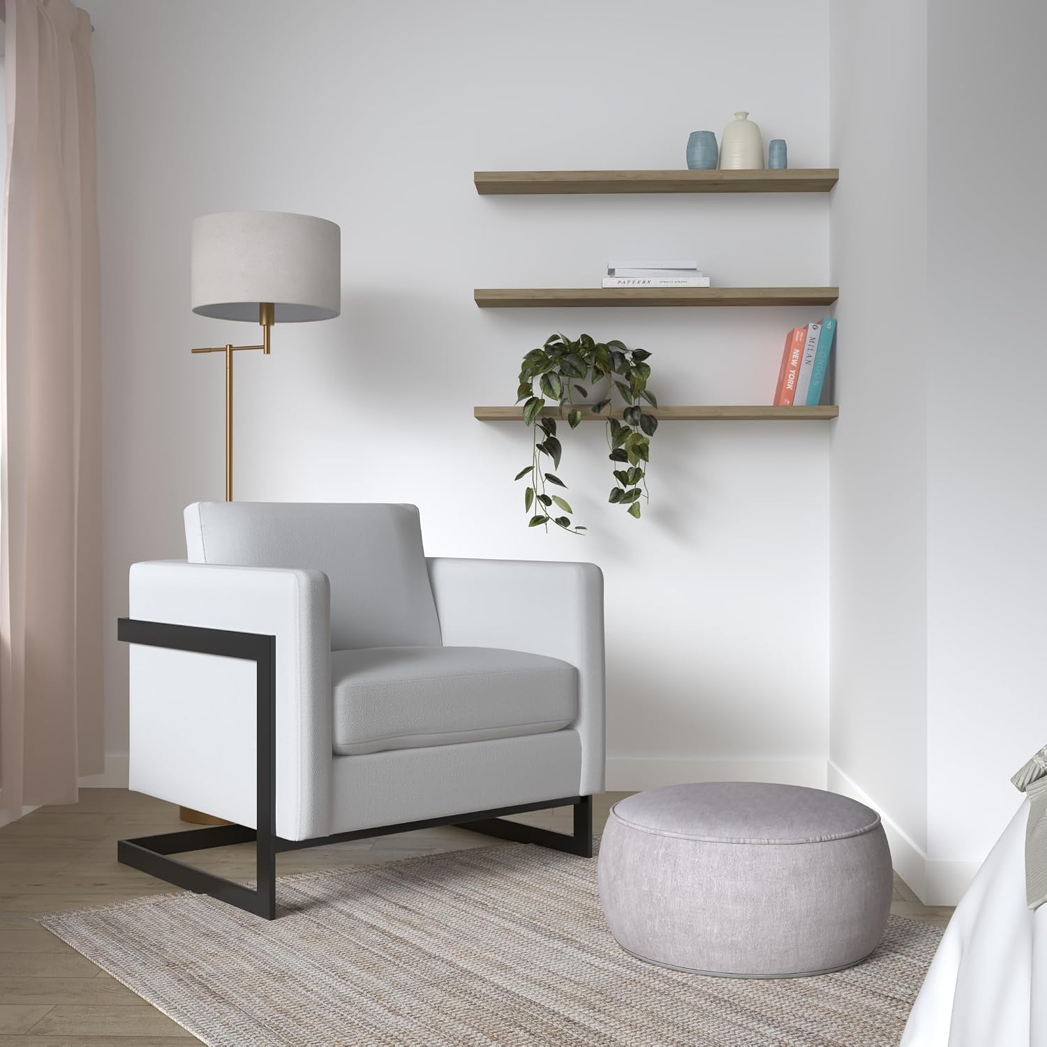 Posse Upholstered Fabric Accent Chair in Black White