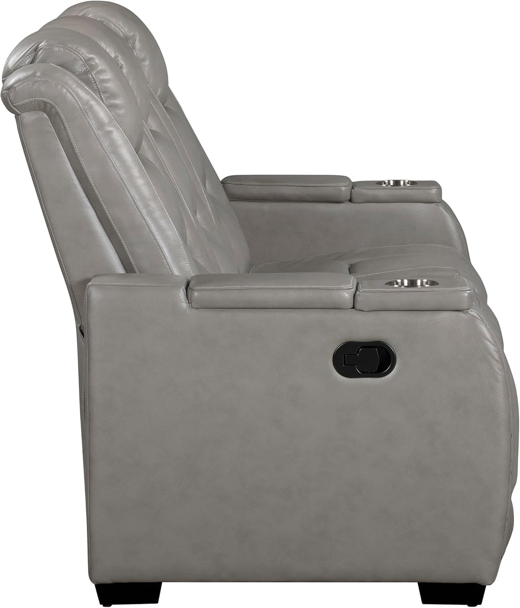 New Classic Furniture Breckenridge 2-Piece Leather Upholstery Manual Reclining Livingroom Set in Gray