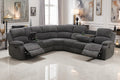 A Ainehome Furniture Manual Sectional Recliner Sofa Set with Storage, Corduroy Sofa Sets Manual Reclining Sectional Couches for Living Room with 2 Recliner Seats(Living Room Set, Dark Grey)