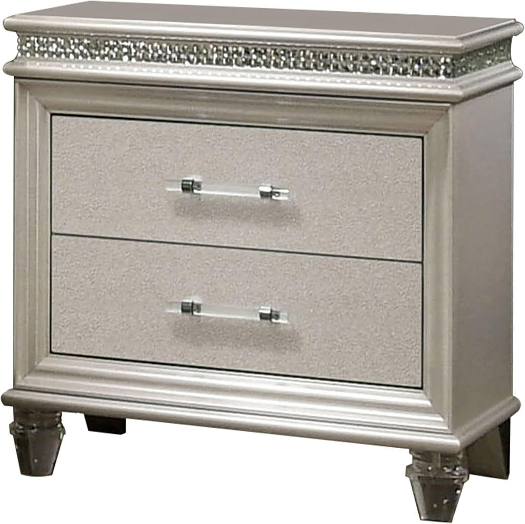 HOMES: Inside + Out Bevill Modern Wood 2-Piece Nightstand with 8-Drawer Dresser Set for Bedroom, Pearl White and White