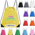Custom Drawstring Backpacks With Your Logo, 100 Pack Personalized Text Drawstring Bags String Bag Bulk, Great for Travelling, Gym and for Everyday Use (Yellow)