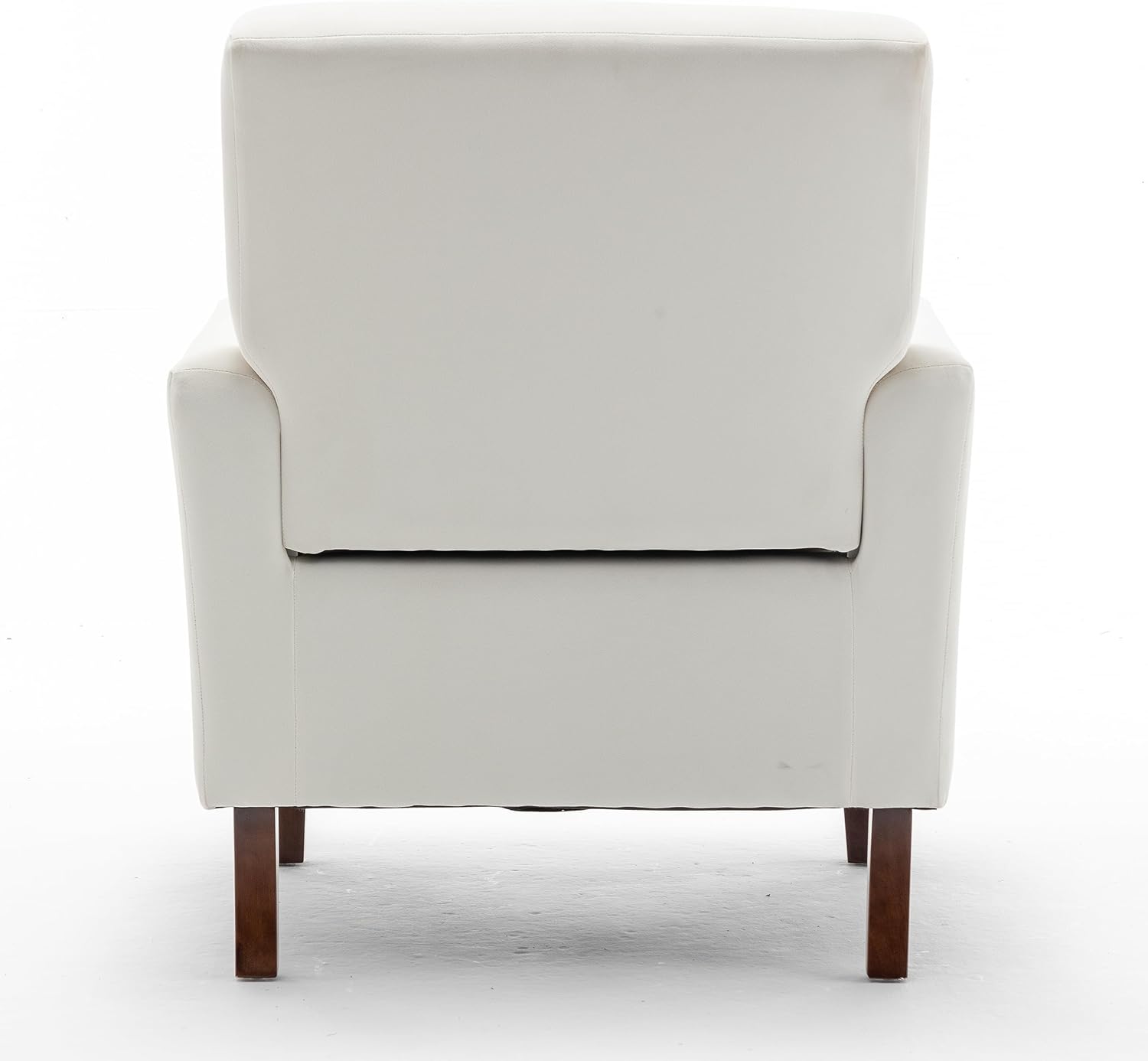 Container Furniture Direct Contemporary Accent Arm Chair with Birch Wood Frame and Velvet Upholstery, Armchair for Office and Living Room Decor, Removable Cushions, Beige