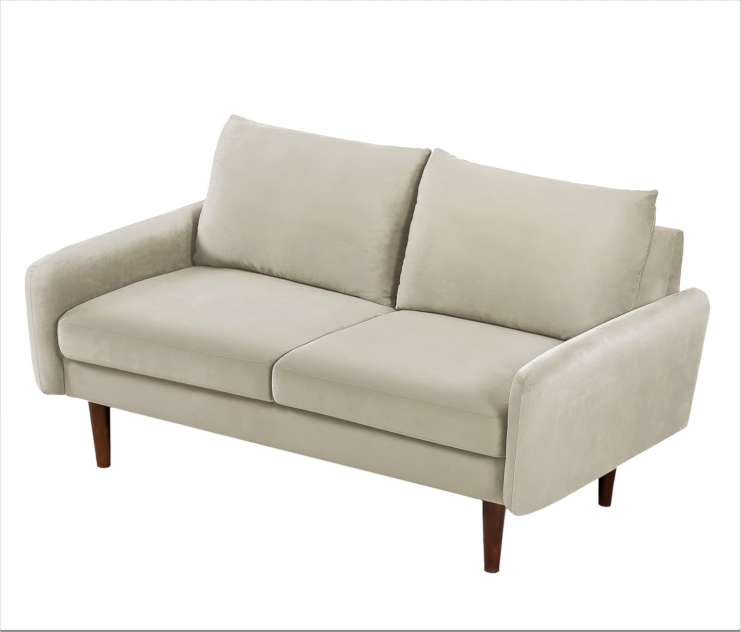 Container Furniture Direct Kent Velvet Loveseat Sofa for Modern Living Rooms and Compact Spaces, Comfy 2 Seater Couch Studio Apartment Furniture with Sleek Design, Ivory