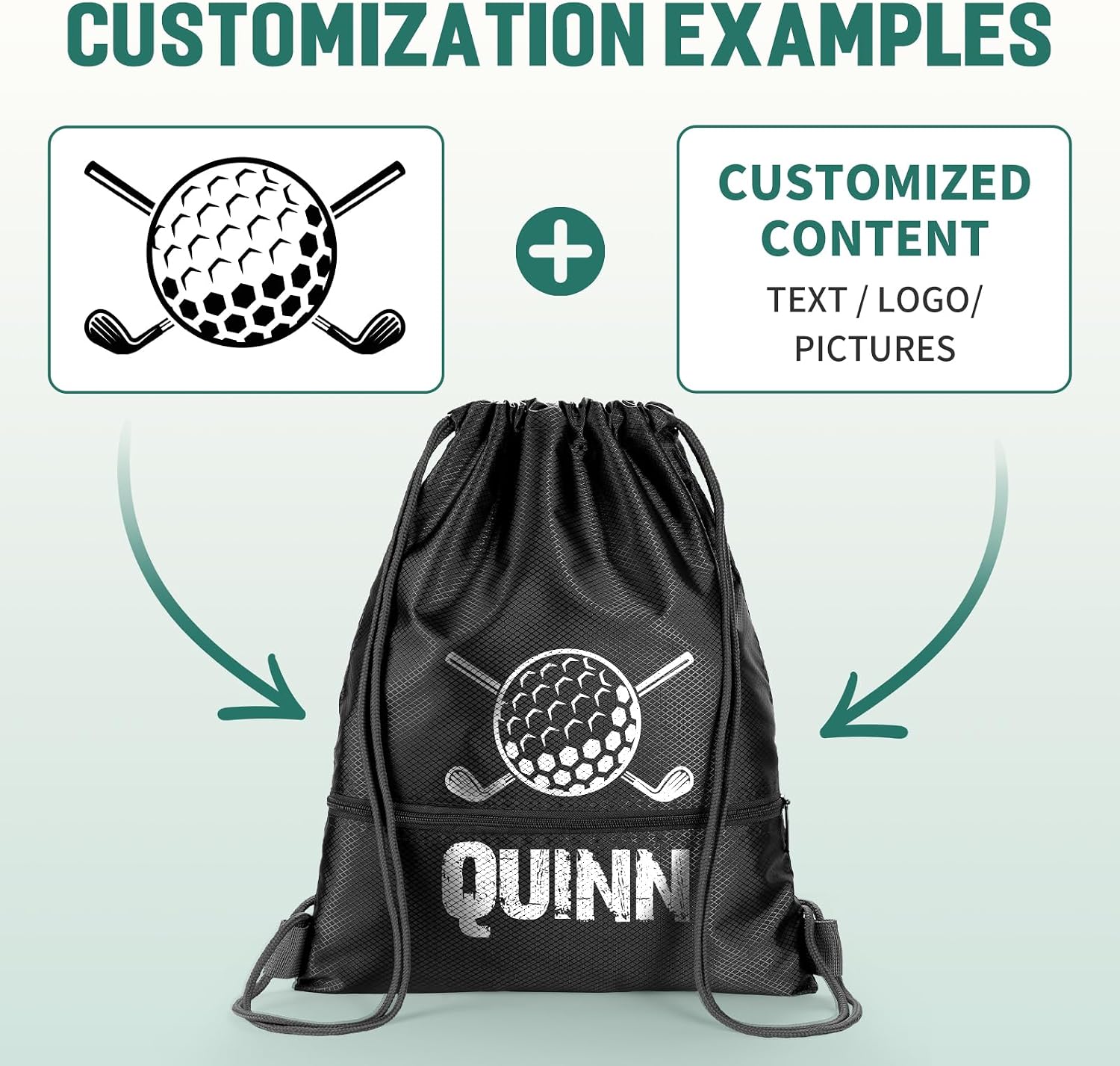 Custom Drawstring Bags Bulk With Logo, 20 Pack Personalized Text String Backpack with Zip Pocket for Gym, Sports, Events, Travel and Daily Use,Orange