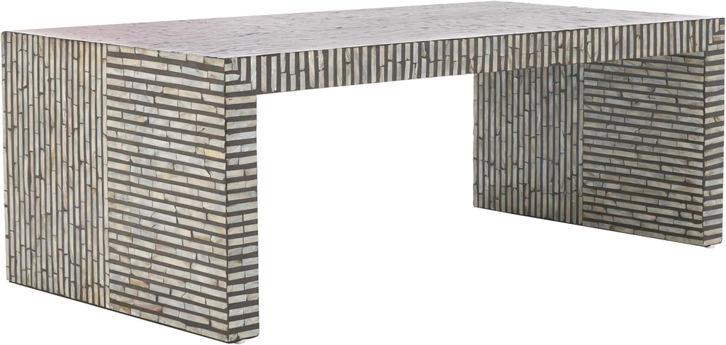SAFAVIEH Home Collection Hamza Black Mother of Pearl Rectangle Coffee Table (Fully Assembled)