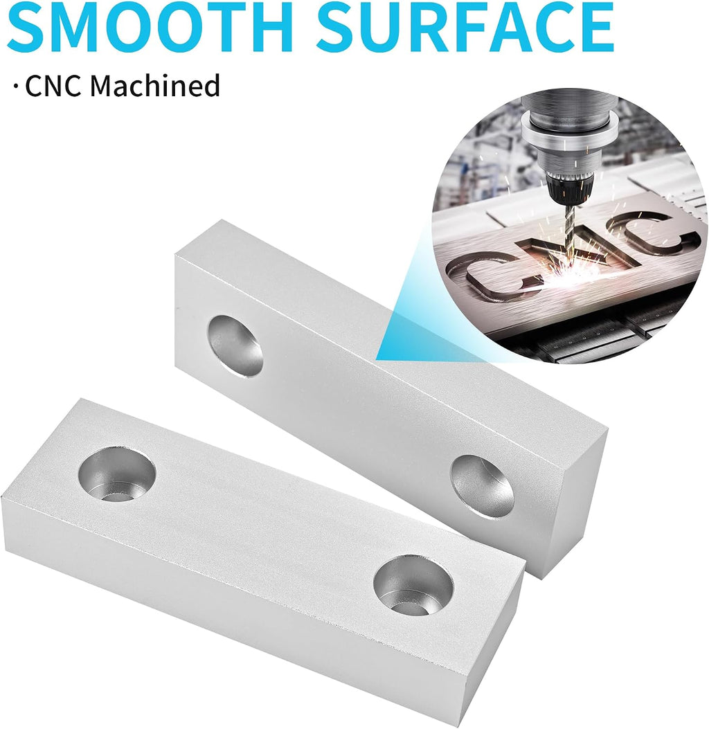 10 Sets(20Pcs) Aluminum Soft Jaws Set, 6 inch Vise Jaws 6' x 2' X 1',10Set Vise Soft Jaws Fit to 6' Kurt Vise Jaws,Silver