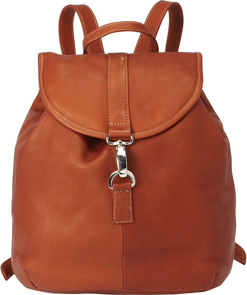 Piel Leather Medium Drawstring Backpack, Black, One Size