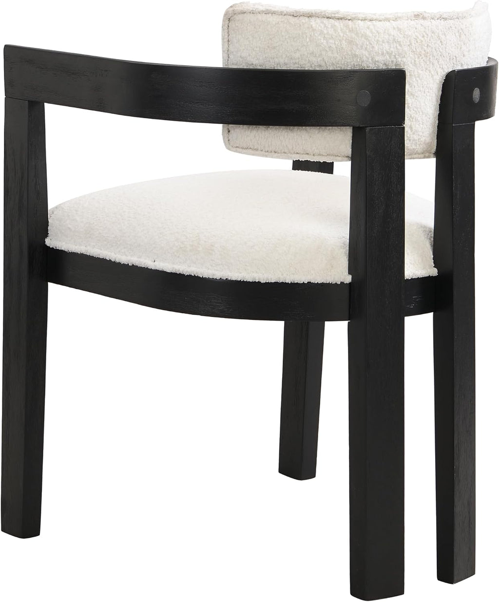 Christopher Knight Home Falcon Boucle Fabric Upholstered Dining Chairs Set of 2, Modern Wooden Dining Armchair, Curved Backrest Kitchen Side Chair,Living Room Accent Chair Extra Seat,Black+Milky White