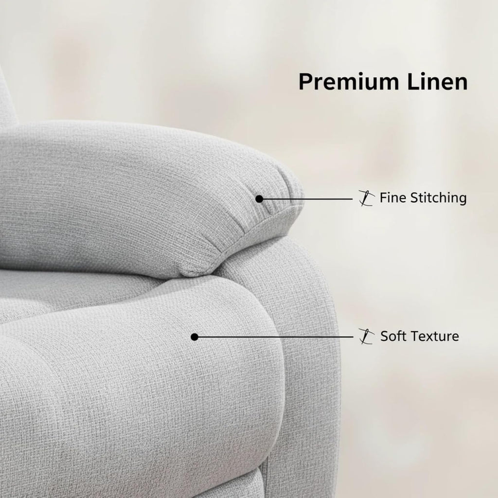 Manual Linen Recliner Sofa Set, Adjustable Backrest Reclining Loveseat Sofa & Recliner Chair with Storage Console & Cup Holders for House, Home Theater, Grey