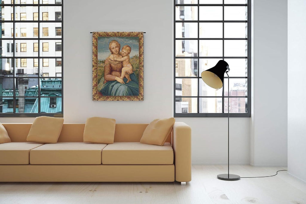 Charlotte Home Furnishings Inc. Cowper Madonna By Raphael Italian Tapestry Wall Hanging 24 X 20 Inch Viscose Cotton And Polyester Blend Wall Art Perfect For Home Decor And Wall Decor By Raphael