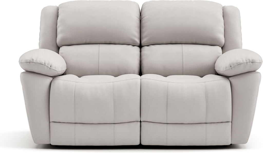 Furniture of America Sorin Modern Leather Recliner Loveseat with Pillow Armrests and High Density Foam, Reclining Sofa, Comfortable Couch for Living Room, Office, FSC Certified, Off-White