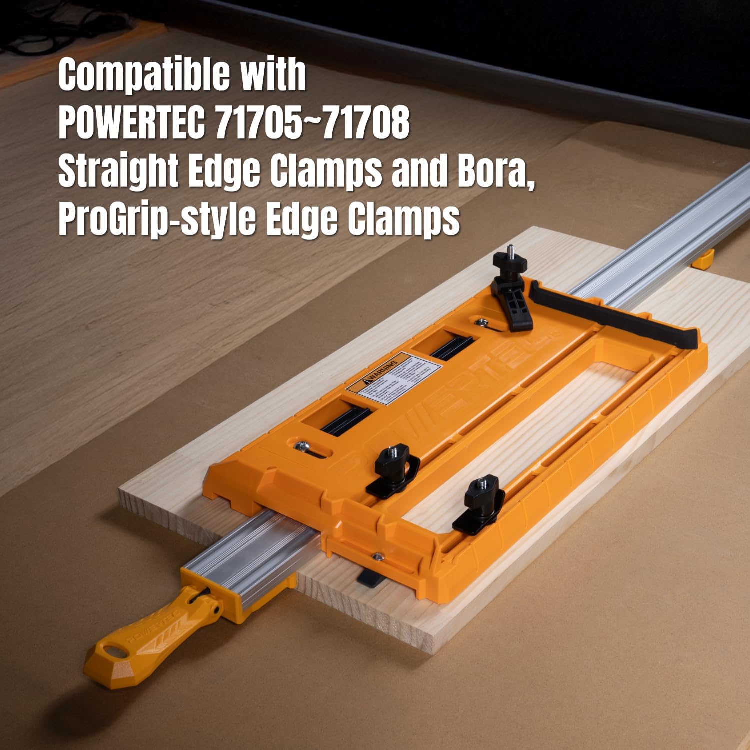 POWERTEC 72388 Circular Saw Track Plate with 24, 36, 50 Inch Straight Edge Clamps, Tool-Free Mounting System, Adjustable Fence for Fast and Accurate Cuts