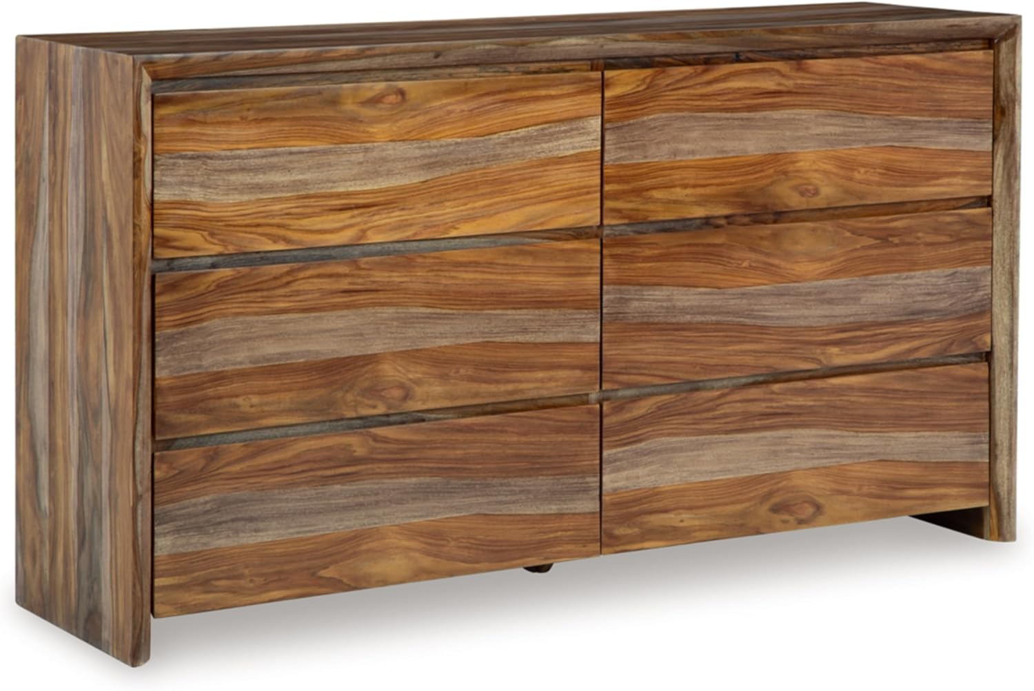 Signature Design by Ashley Dressonni Farmhouse 6-Drawer Dresser with Beveled Edge and Felt Lining, Light Brown
