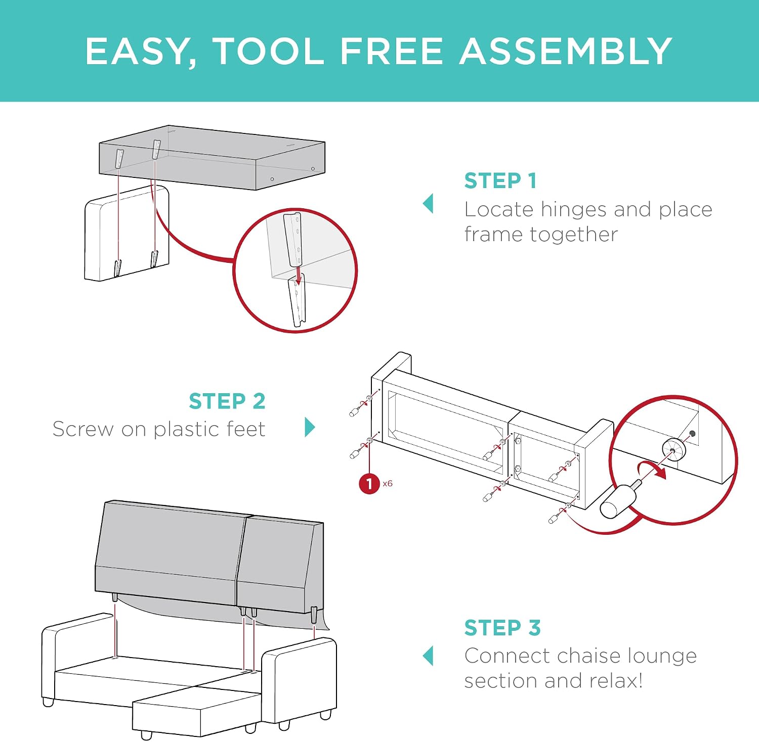 Best Choice Products Upholstered Sectional Sofa for Home, Apartment, Dorm, Bonus Room, Compact Spaces w/Chaise Lounge, 3-Seat, L-Shape Design, Reversible Ottoman Bench, 680lb Capacity - Light Gray