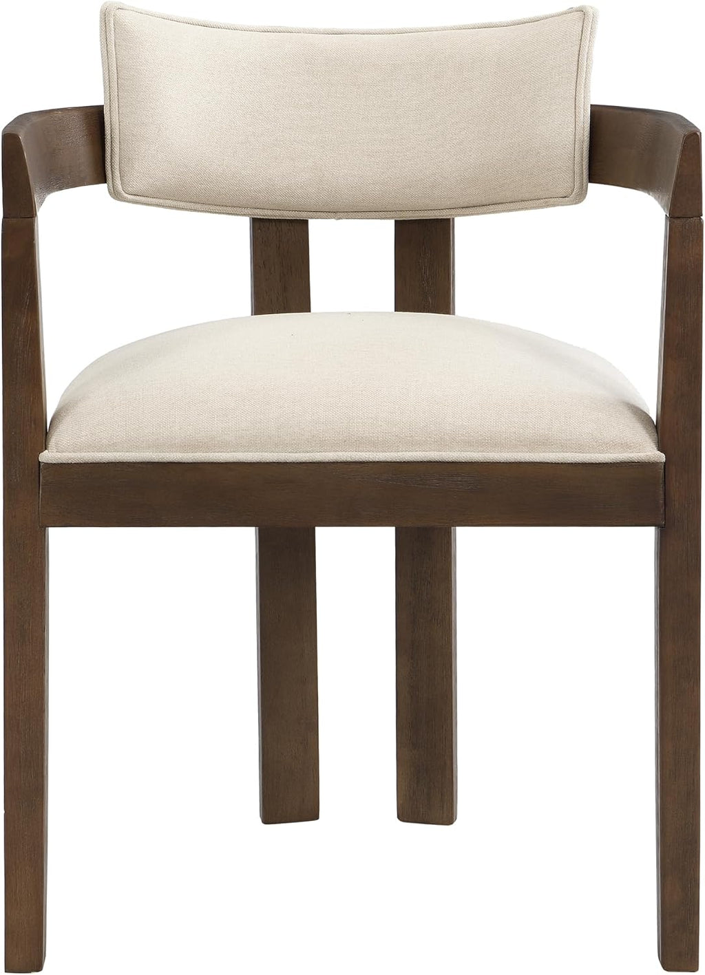 Christopher Knight Home Falcon Fabric Upholstered Dining Chairs Set of 2, Modern Wooden Dining Armchair, Curved Backrest Kitchen Side Chair, Living Room Accent Chair for Extra Seat, Walnut+Beige
