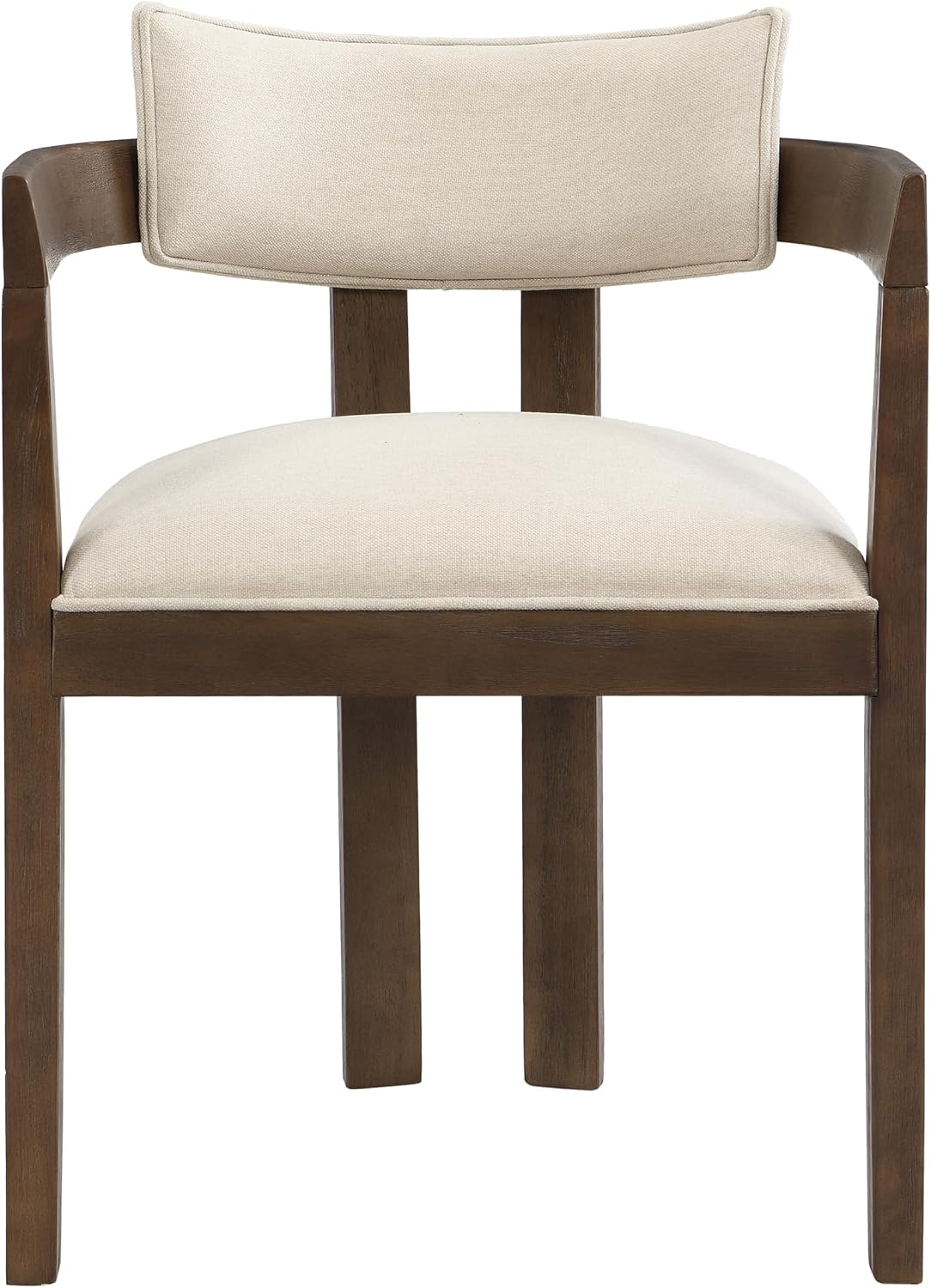 Christopher Knight Home Falcon Fabric Upholstered Dining Chairs Set of 2, Modern Wooden Dining Armchair, Curved Backrest Kitchen Side Chair, Living Room Accent Chair for Extra Seat, Walnut+Beige