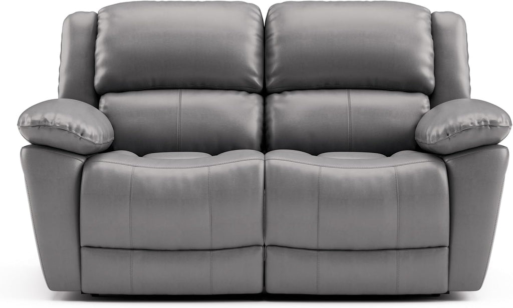Furniture of America Sorin Modern Leather Recliner Loveseat with Pillow Armrests and High Density Foam, Reclining Sofa, Comfortable Couch for Living Room, Office, FSC Certified, Dark Gray