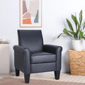 Mid-Century Modern Leather Accent Chairs Overstuffed Leather Living Room Chair Upholstered Comfortable Club Chair PU Leather Armchair for Bedroom Office Waiting Room -Dark Blue
