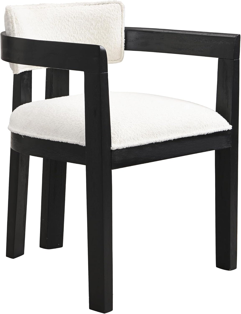 Christopher Knight Home Falcon Boucle Fabric Upholstered Dining Chairs Set of 2, Modern Wooden Dining Armchair, Curved Backrest Kitchen Side Chair,Living Room Accent Chair Extra Seat,Black+Milky White