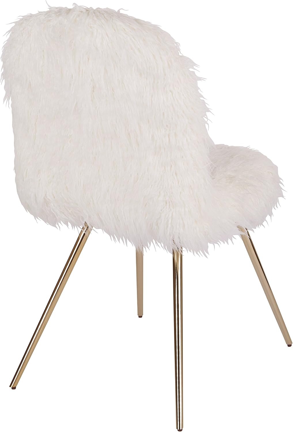 OSP Home Furnishings Julia Chic Accent Chair, White Faux Fur and Gold Legs