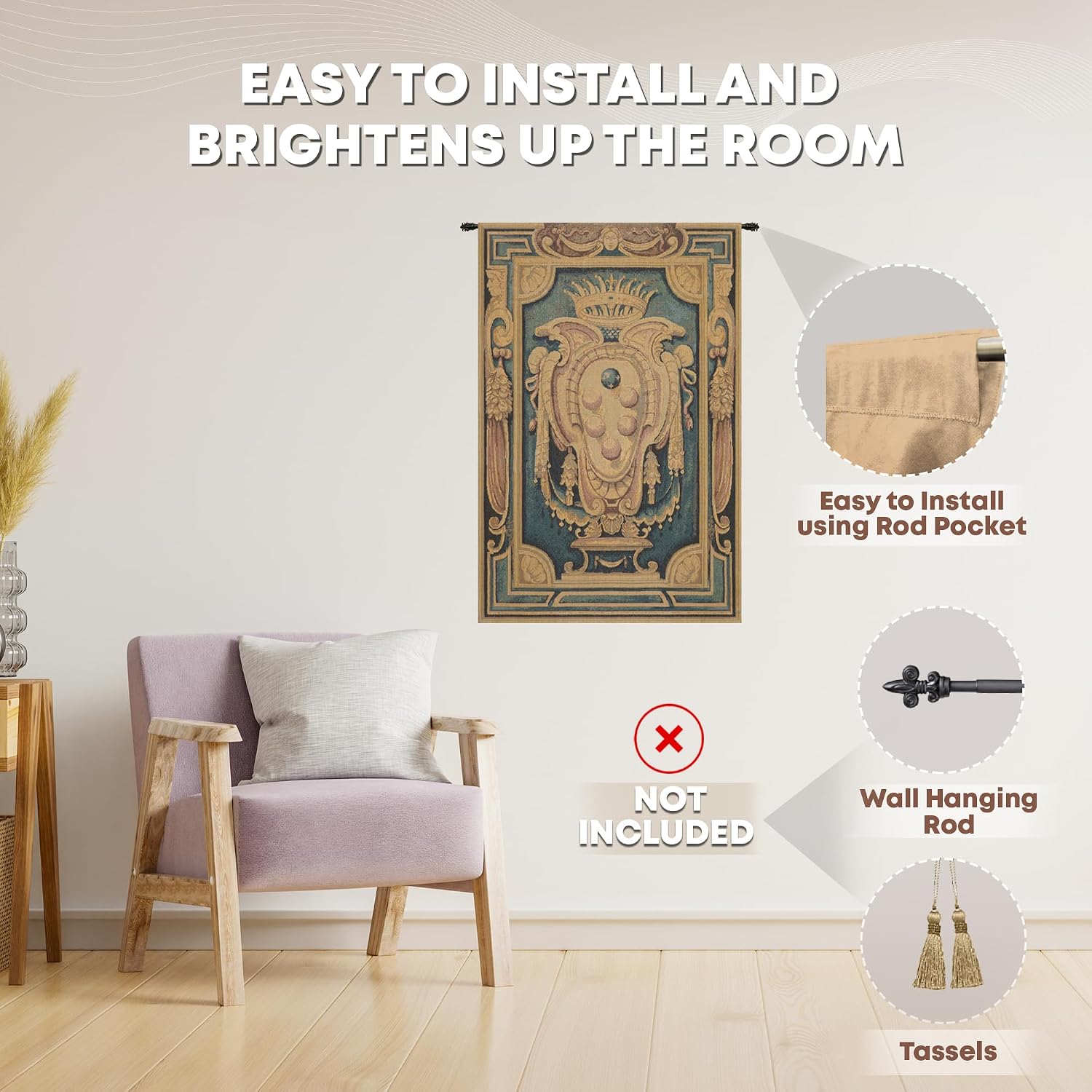 Charlotte Home Furnishings Inc. Ciniglia Crest Italian Tapestry Wall Hanging 25 X 18 Inch Viscose Cotton And Polyester Blend Wall Art Perfect For Home Decor And Wall Decor By Alberto Passini