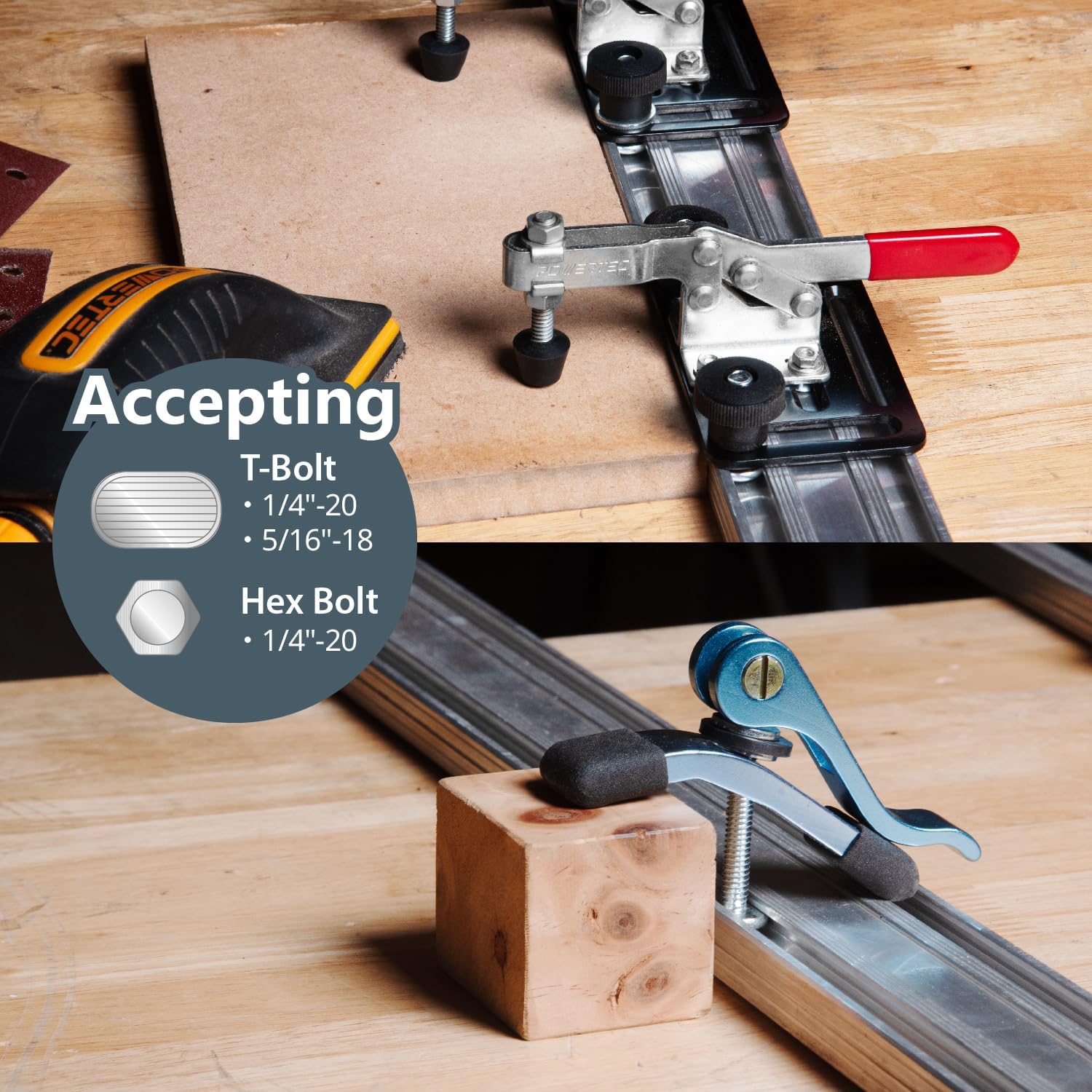POWERTEC 72388 Circular Saw Track Plate with 24, 36, 50 Inch Straight Edge Clamps, Tool-Free Mounting System, Adjustable Fence for Fast and Accurate Cuts
