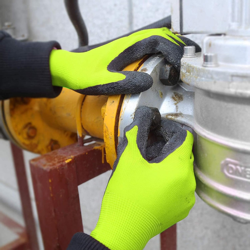 Evridwear Crinkle Latex Rubber Hand Coated Safety Work Gloves for Men Women General Multi Use Construction Warehouse Gardening Assembly Landscaping,Green Large 120 Pairs Pack