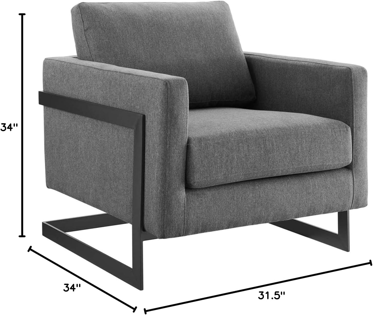 Posse Upholstered Fabric Accent Chair in Black Charcoal