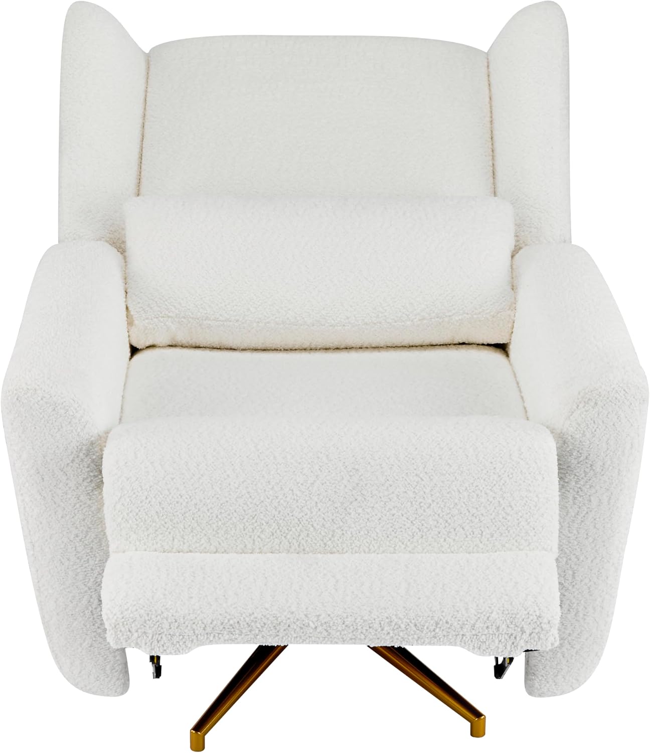 Christopher Knight Home Dolia Boucle Fabric Upholstered 360° Swivel Chair, Push-Back Power Recliner Chair, Iron Recliner Sofa with Rotation, Living Room Lounge Sofa, Adjustable Backrest, Beige+Gold