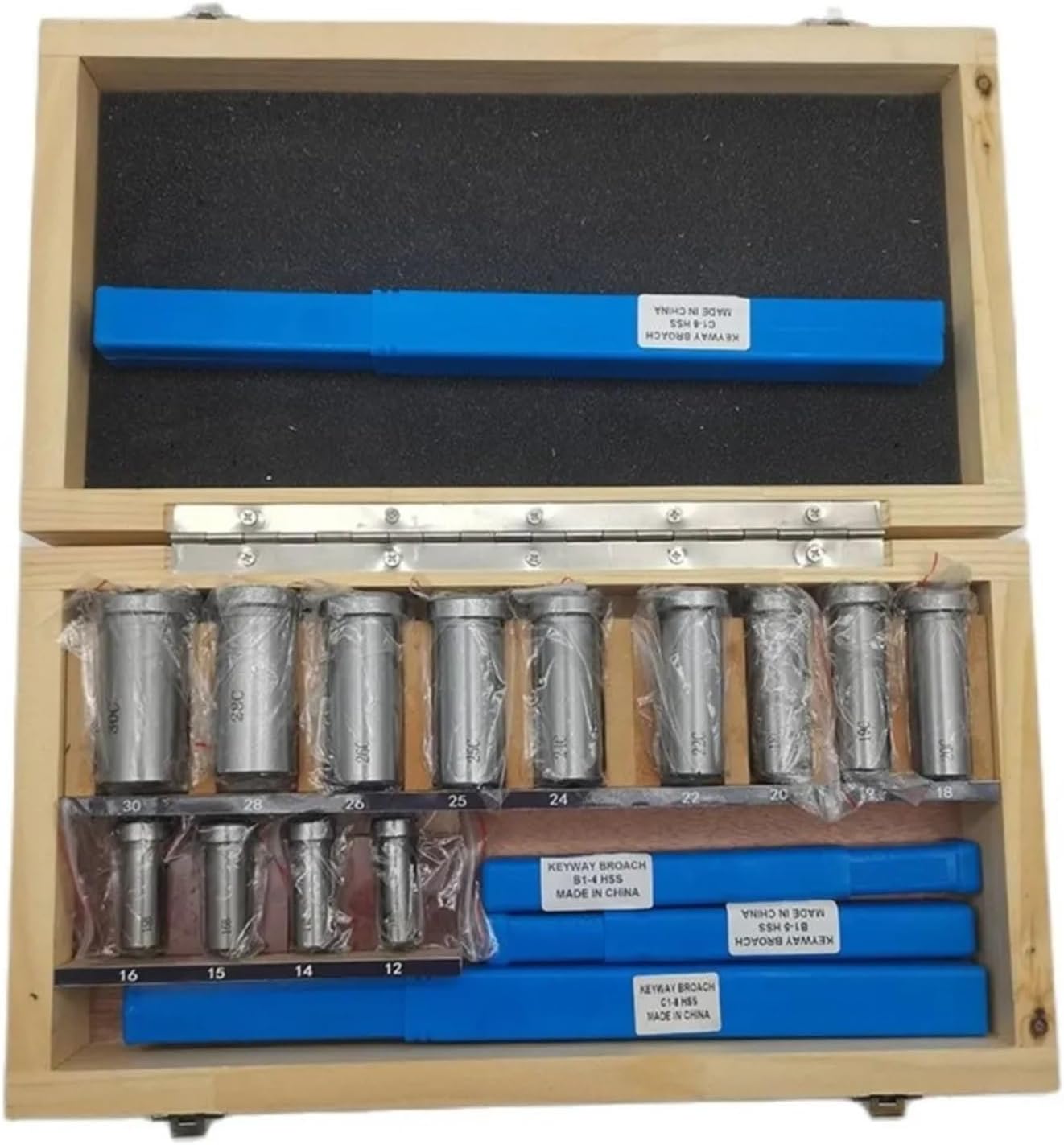 Push Type Keyway broaches 22pcs hss Groove Keyway Broach broaches Set Key Tool Bushing Shim Set Metric Systems 12-30 HSS Keyway Tool
