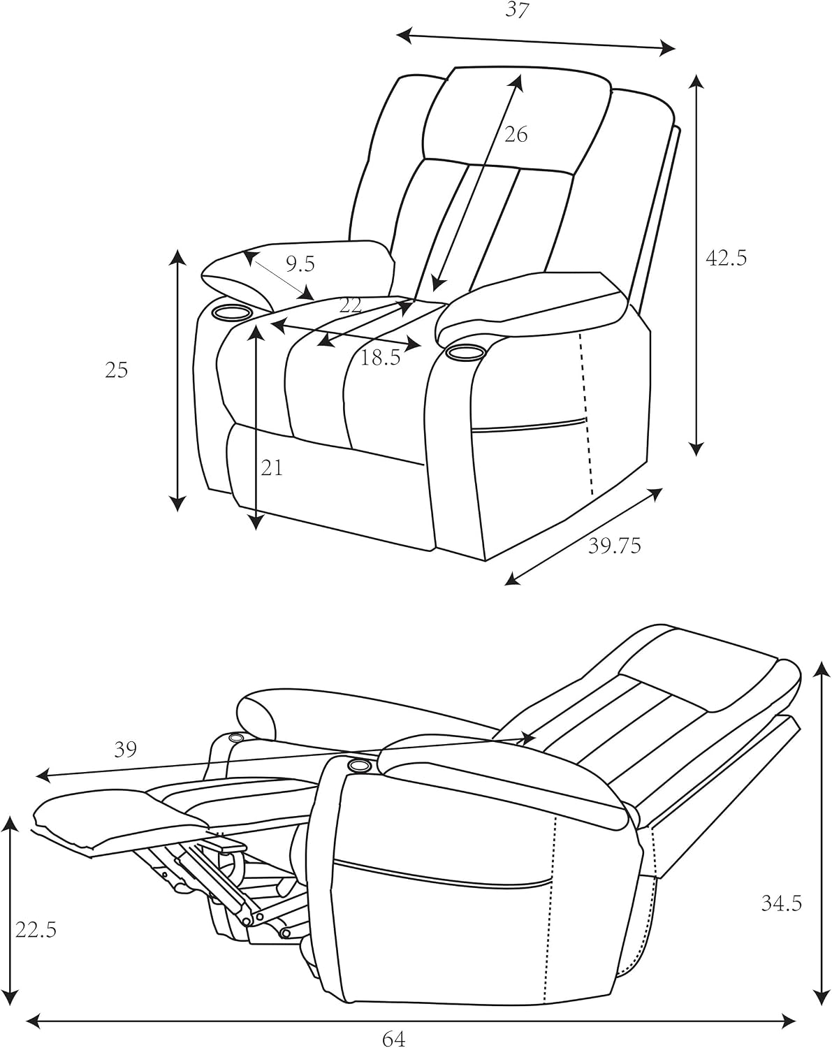 Coaster Home Furnishings - Houston - Fabric Upholstered Power Lift Recliner Chair with Power Panel with USB Port, Cup Holders and Pillowtop Arms - Living Room - Camel - 602274P