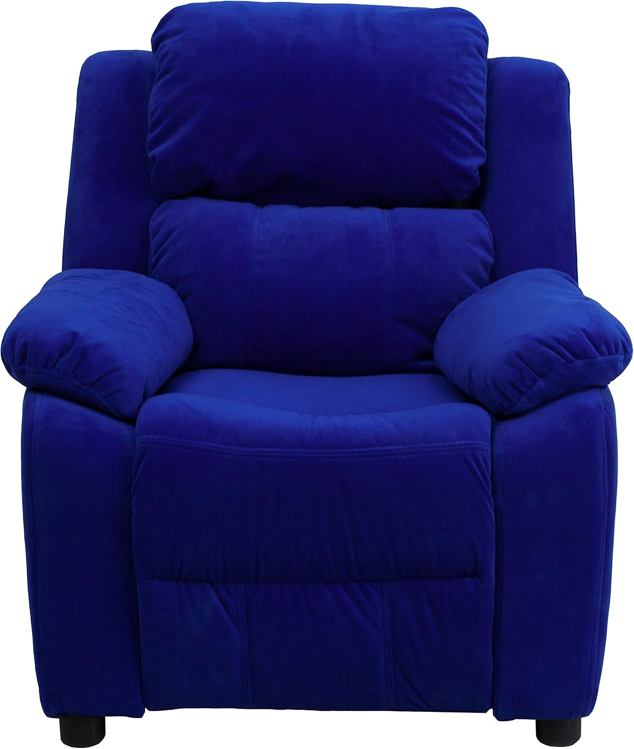Flash Furniture Charlie Microfiber Kids Recliner with Flip-Up Storage Arms and Safety Recline, Contemporary Reclining Chair for Kids, Supports up to 90 lbs., Blue