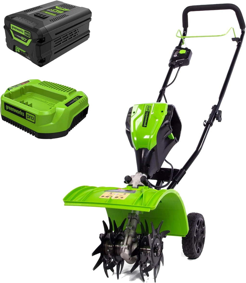 Greenworks 60V 8' Cordless Cultivator/Tiller + 4.0Ah Battery and Charger