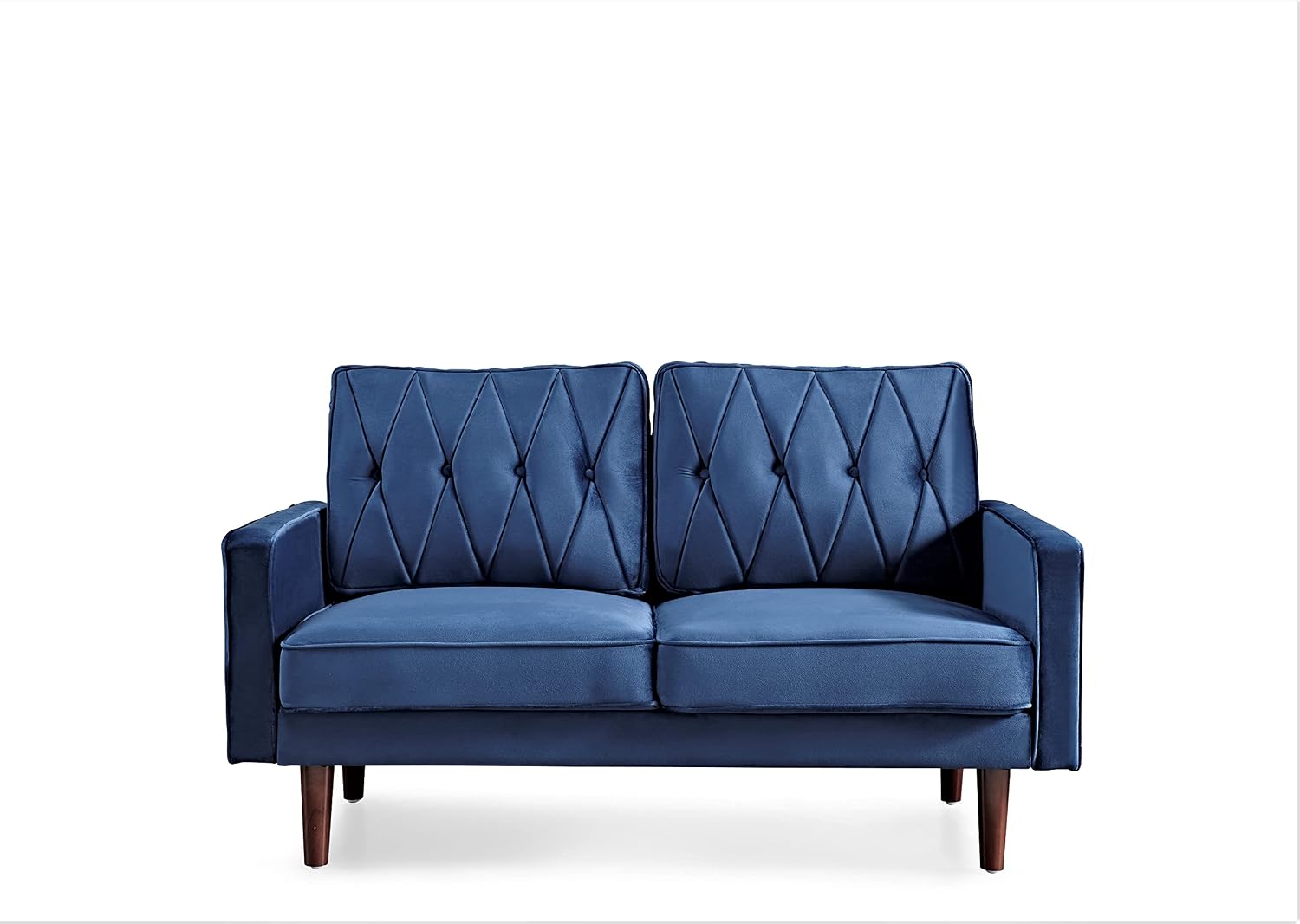 Container Furniture Modern Style Tufted Velvet Couches for Living Room with Soft Fabric Upholstery and Solid Wood Frame, 2 Piece Sofa and Loveseat Set, Dark Blue