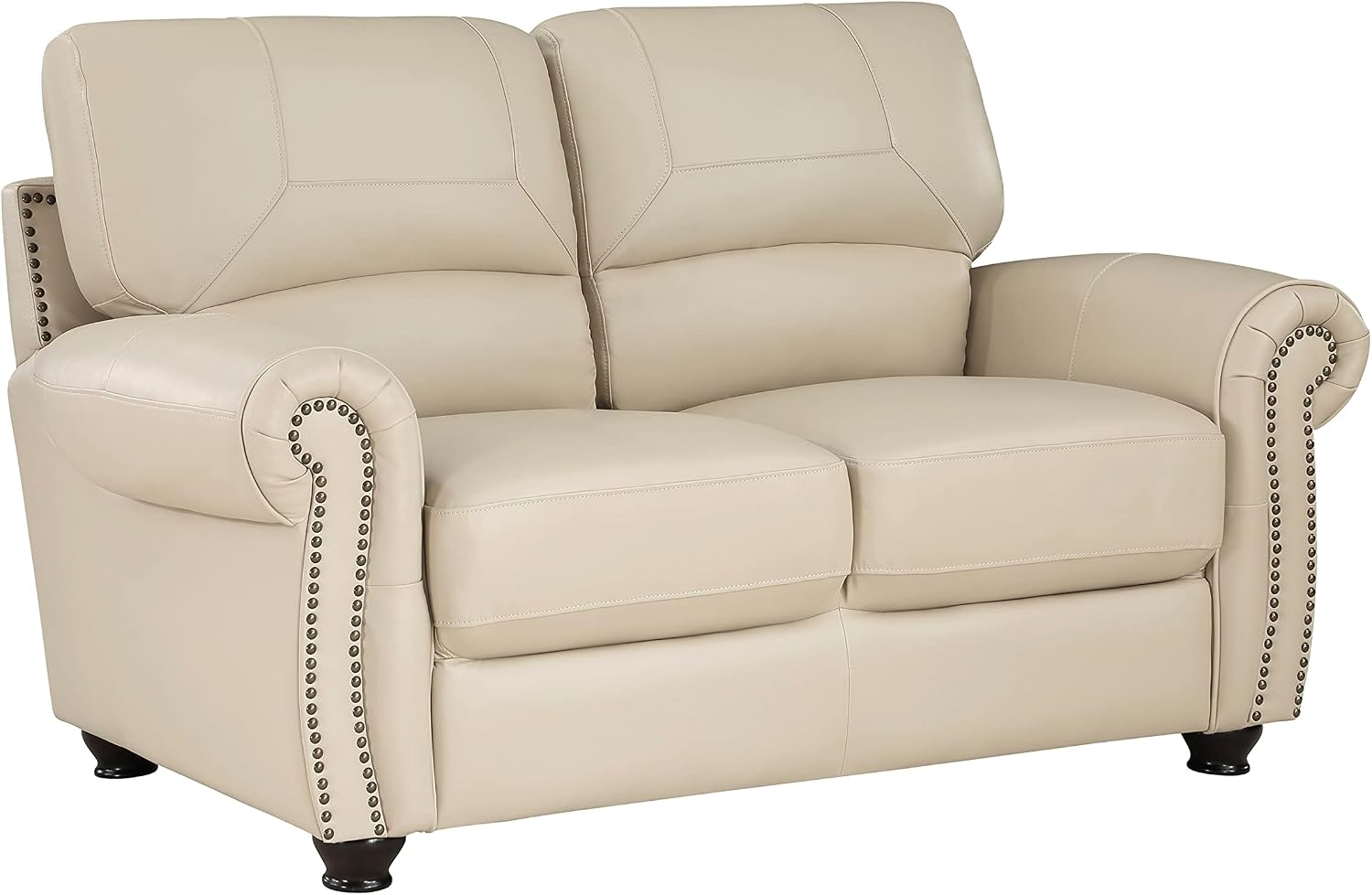 Lexicon Leather Match Sofa Set, Top Grain Leather Match Living Room Furniture Sets, Include Sofa Couch and Loveseat, 2-Piece Set, Cream