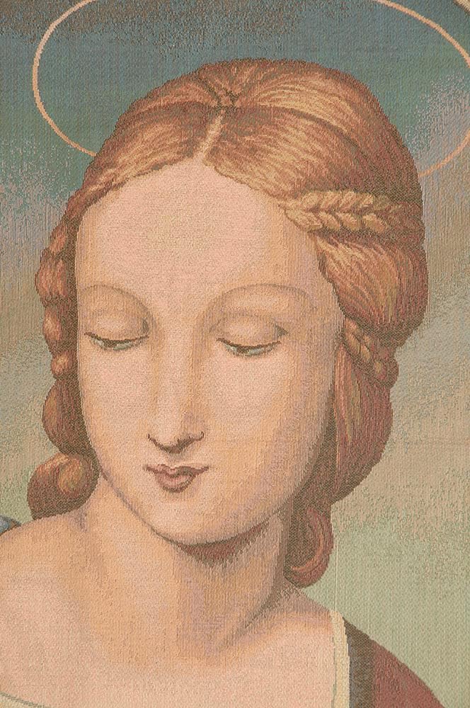 Charlotte Home Furnishings Inc. Madonna Del Cardellino Italian Tapestry Wall Hanging 22 X 18 Inch Viscose Cotton And Polyester Blend Wall Art Perfect For Home Decor And Wall Decor By Raphael