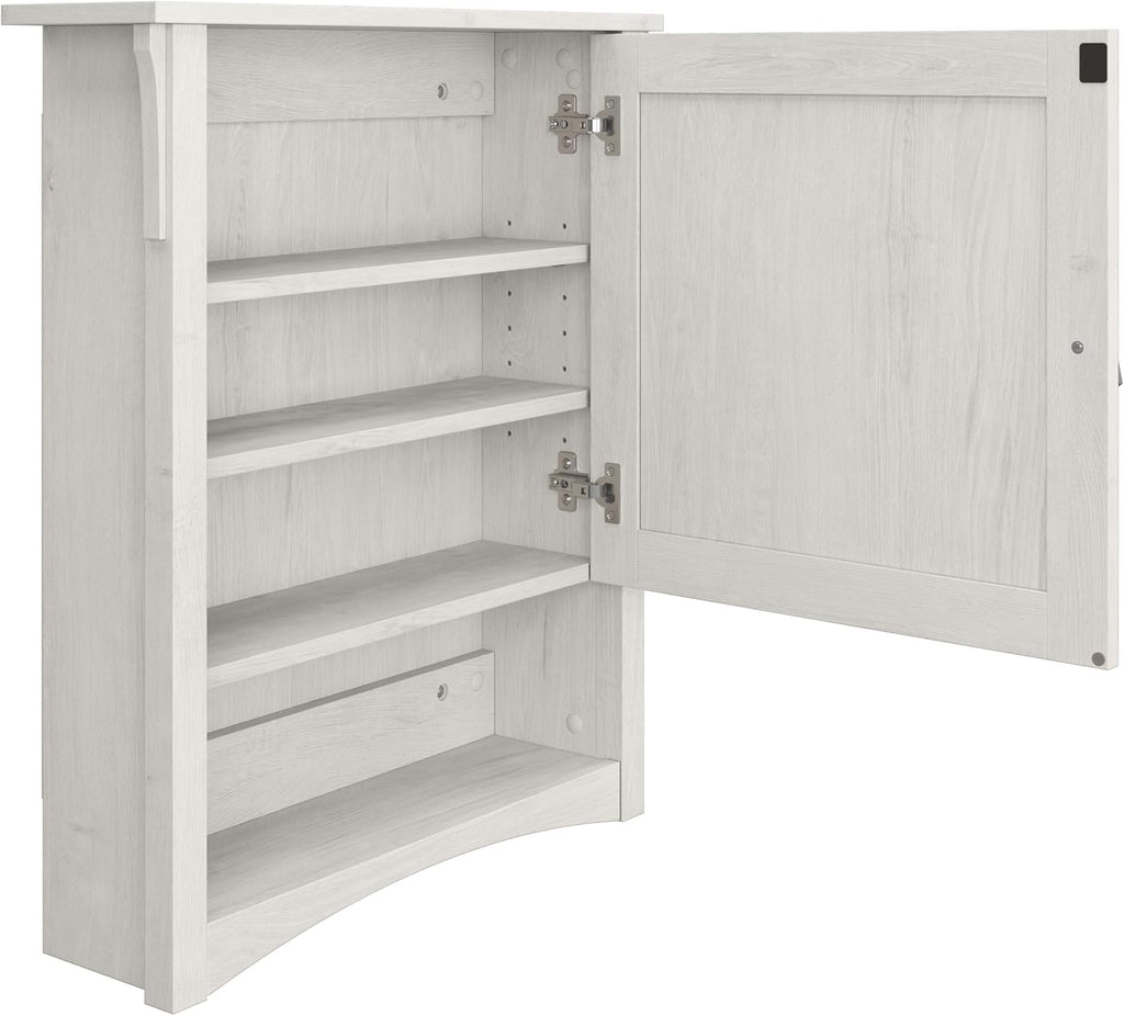 Bush Home Salinas 48W Double Vanity Set with Sinks and Medicine Cabinets in Linen White Oak