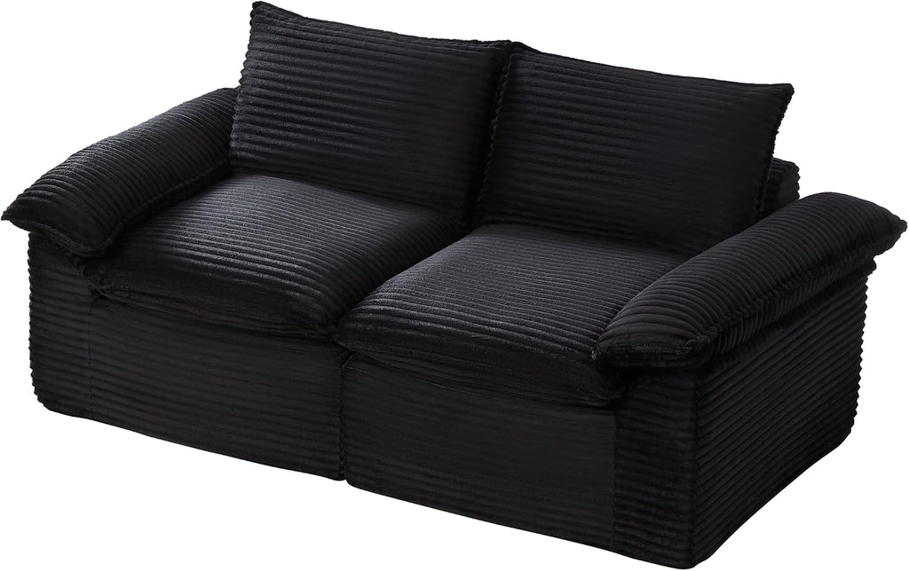 80-Inch Boneless Love Seat Couches in a Box, Modern 2 Seat Floor Modular Foam Cloud Sofa Corduroy Loveseat Couch W/Pillow-top Armrests for Home Apartments Bedroom
