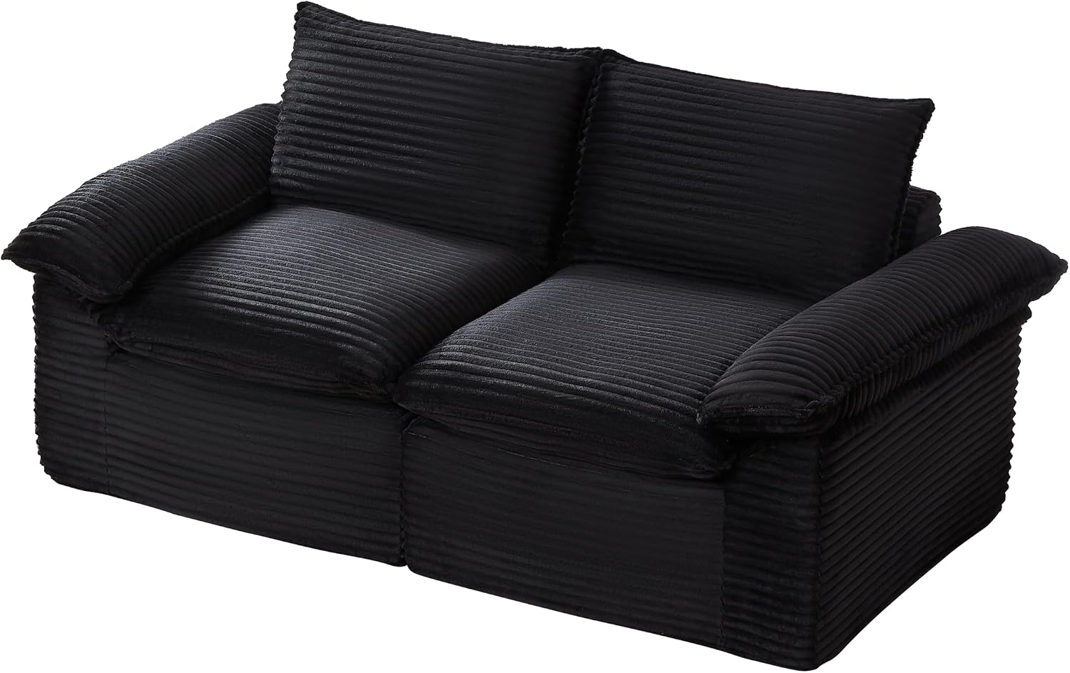 80-Inch Boneless Love Seat Couches in a Box, Modern 2 Seat Floor Modular Foam Cloud Sofa Corduroy Loveseat Couch W/Pillow-top Armrests for Home Apartments Bedroom