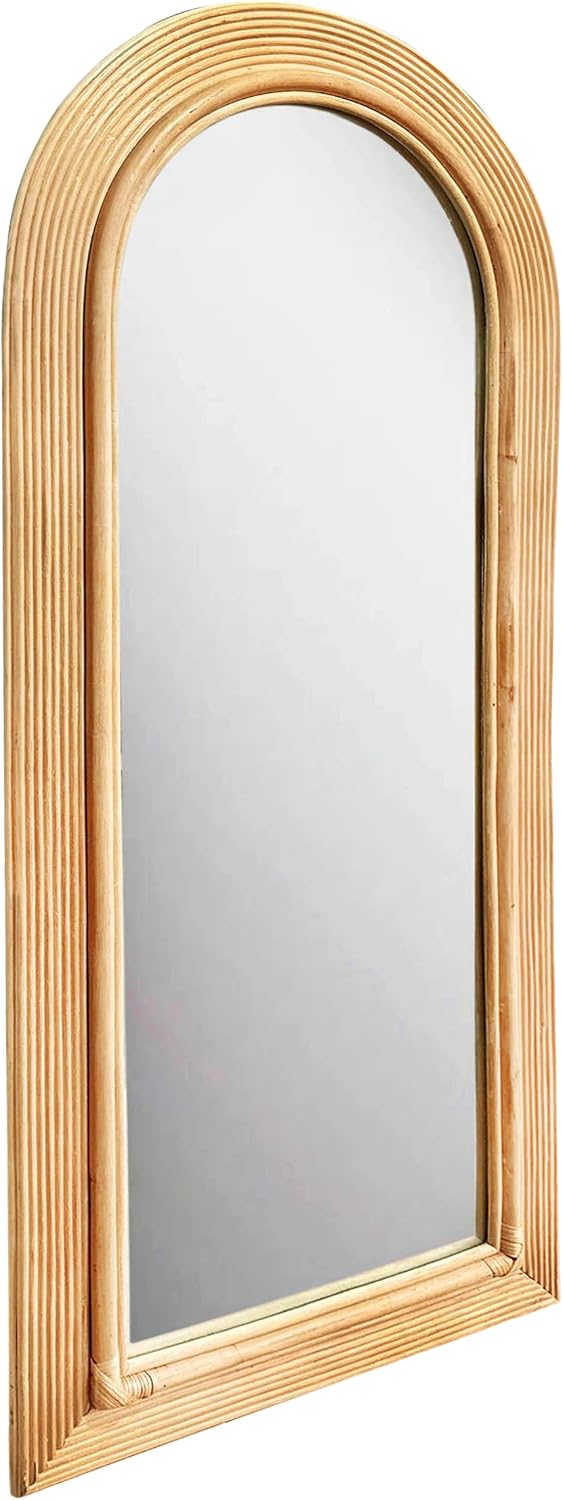 Tov Furniture Tanya Natural Rattan 70' Floor Mirror