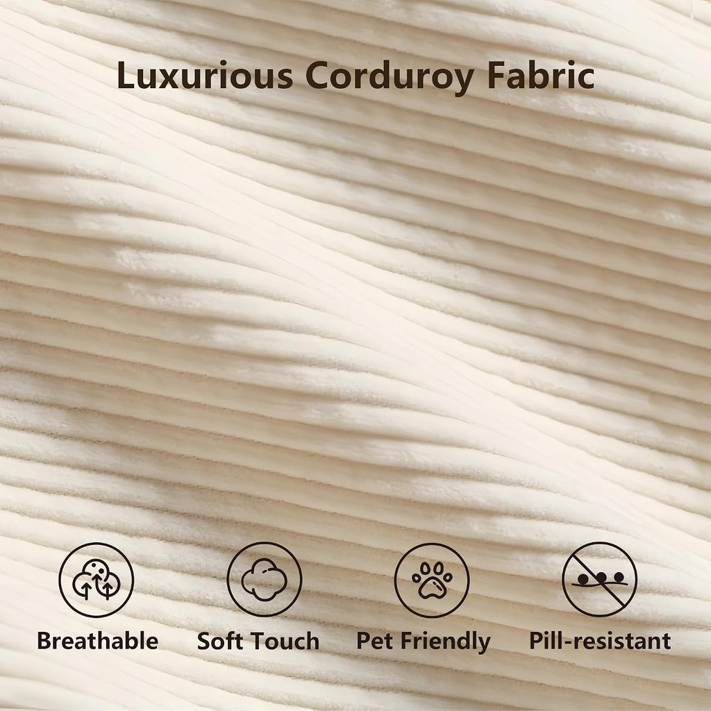 62.6' Corduroy Chaise Lounge Indoor, Modern Longue Chair Upholstered Chaise Longue with Support Pillow & Golden Metal Legs, Sleeper Sofa Recliner for Bedroom, Living Room, Office, Beige