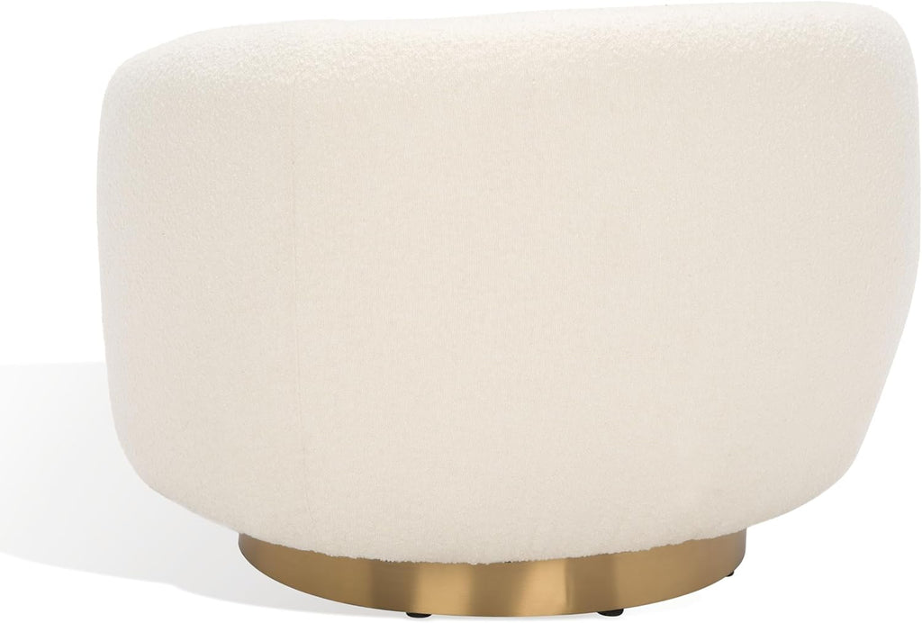 SAFAVIEH Couture Collection Bernard Ivory/Gold Boucle Swivel Accent Chair (Fully Assembled)