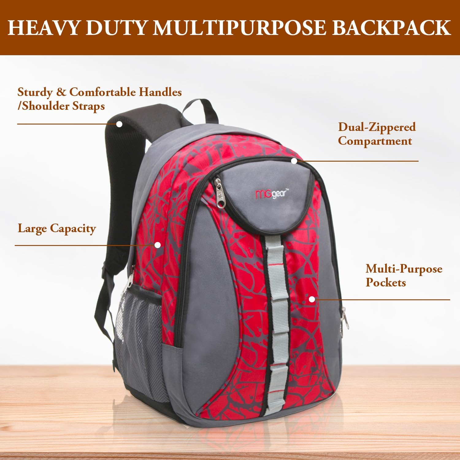 MGgear Bulk Pack of 20 Heavy Duty School Sports Travel Backpacks,18-Inch Bookbags for Boys & Girls, Wholesale Student Bags for School or Donation, Assorted Colors (Black, Red, Green, Navy Blue)