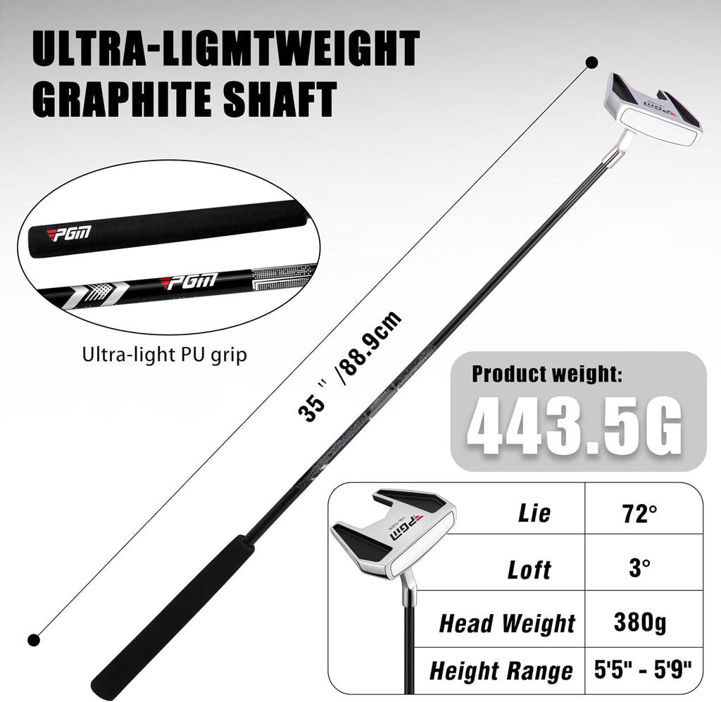 PGM Golf Putter for Men and Women - High MOI Mallet with Easy Alignment - Lightweight Graphite Shaft - Low Center of Gravity for Straighter Putts