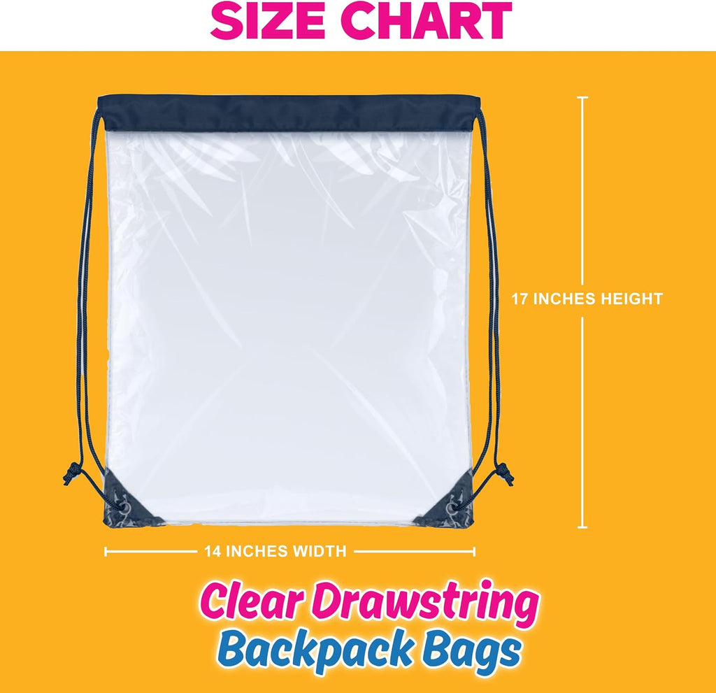 USMG Personalized Clear Drawstring Bags – Custom One Color Imprint for Business & Events (Clear/Royal Blue, QTY 500)